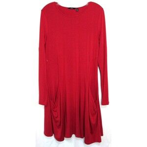 Betabrand Red Long Sleeve Zip Pocket Travel Tunic Dress Size Small EUC